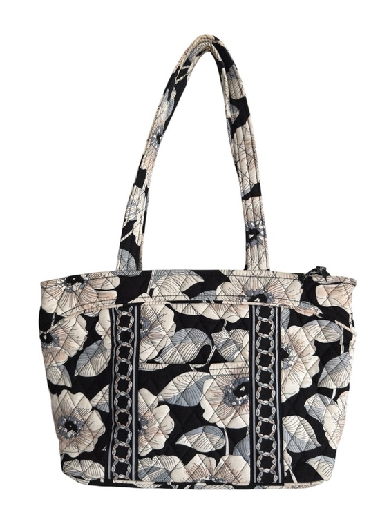 Vera Bradley Handbags - Vera Bradley Camellia Quilted Tote Bag Black Cream Floral Retired Pattern